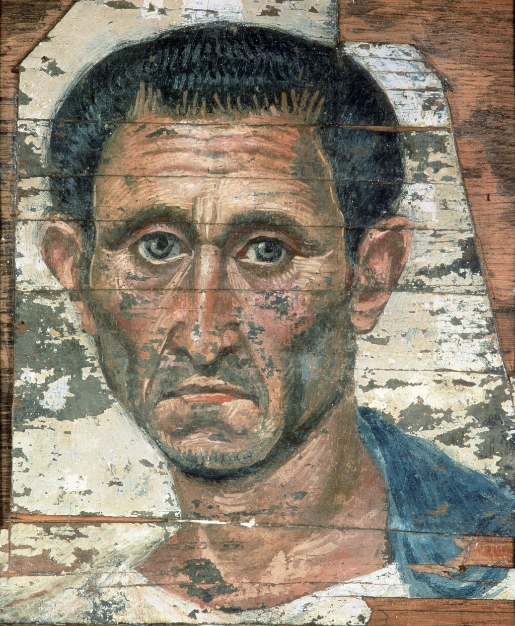 Fayumský portrét muže v modrém plášti, Trajanic, c.98-117 od Unbekannt Unbekannt