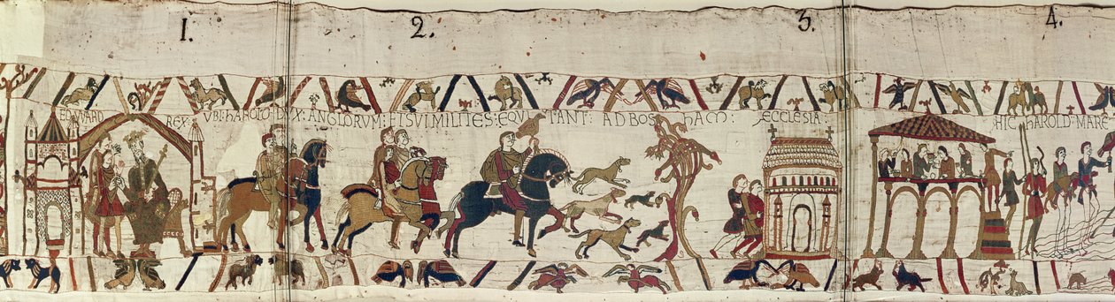 Král Edward Vyznavač posílá Harolda se svými muži do Normandie, Bayeux Tapestry od Unbekannt Unbekannt