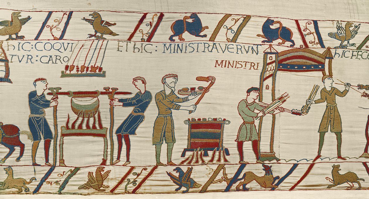 Normanští kuchaři připravují pro Williama hostinu, Bayeux Tapestry od Unbekannt Unbekannt