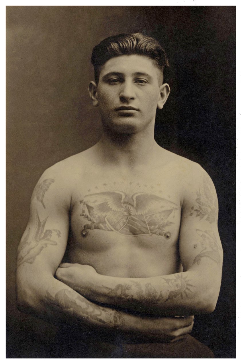 Portrét potetovaného amerického vojáka kolem roku 1915 od Unbekannt Unbekannt