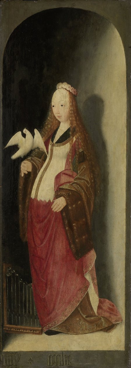 Svatá Cecílie, pravé křídlo triptychu, připisovaného mistru brunšvického diptychu, kolem 1490-1500 od Unbekannt Unbekannt