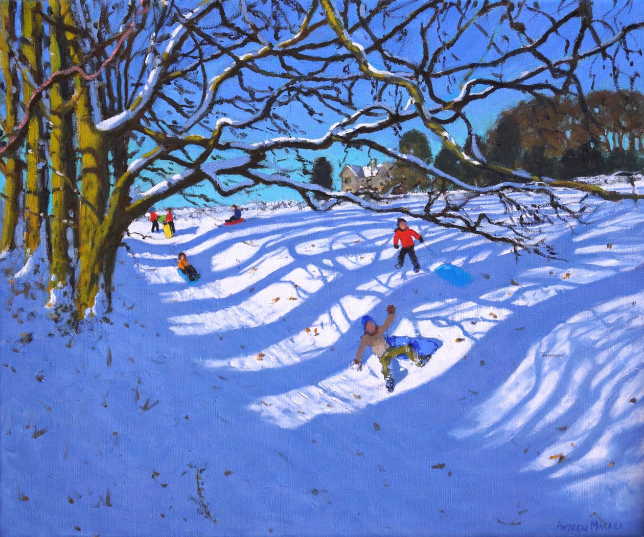 Sáňkování po rokli, Dam Lane, Ashbourne, 25x30", od Unbekannt Unbekannt