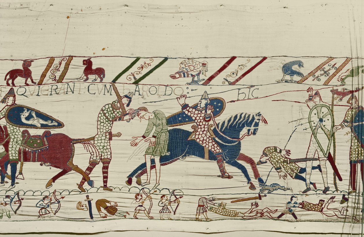 Normané zabíjejí ty, kteří byli s králem Haroldem, Bayeux Tapestry od Unbekannt Unbekannt