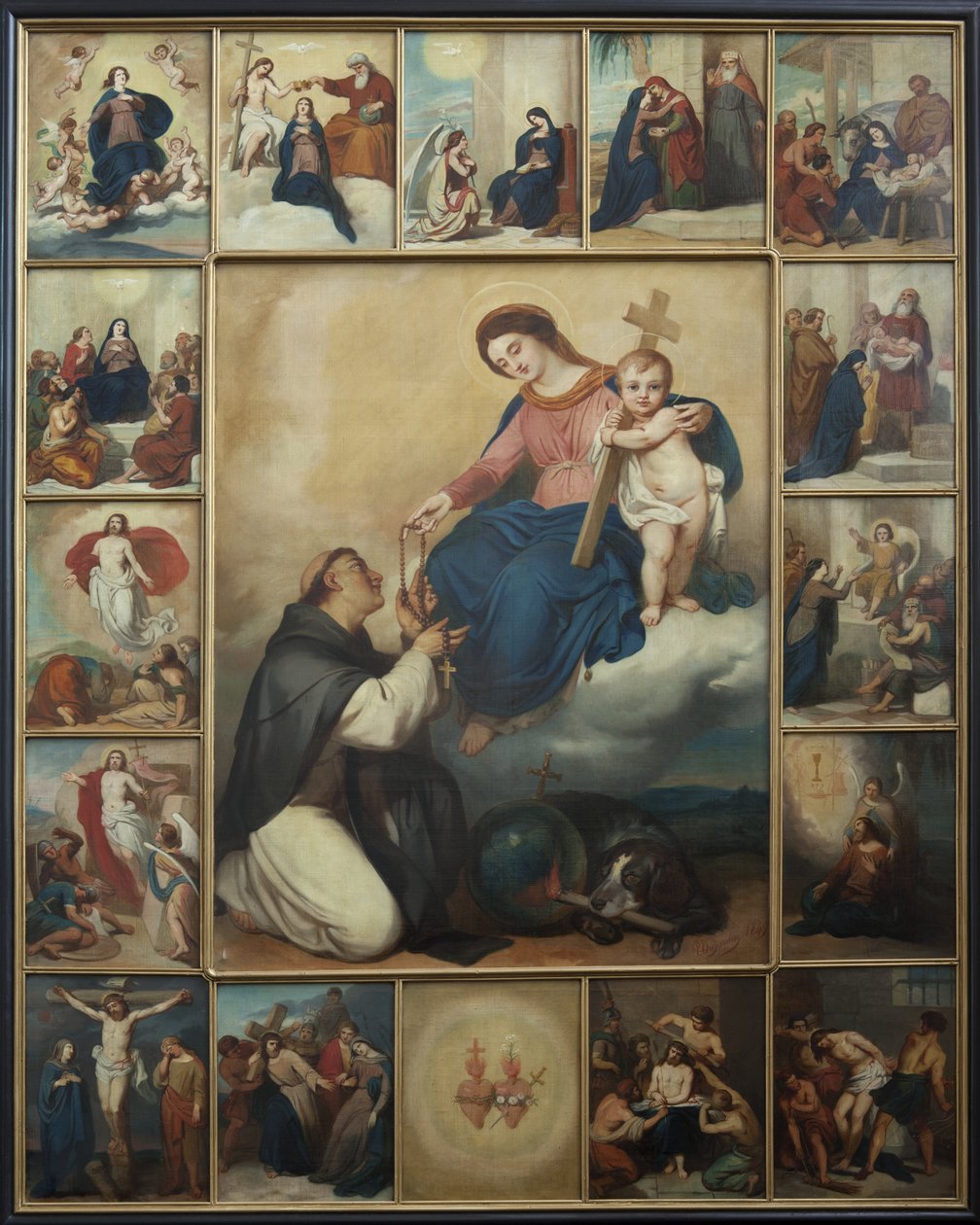 Panna s dítětem se svatým Dominikem od Unbekannt Unbekannt
