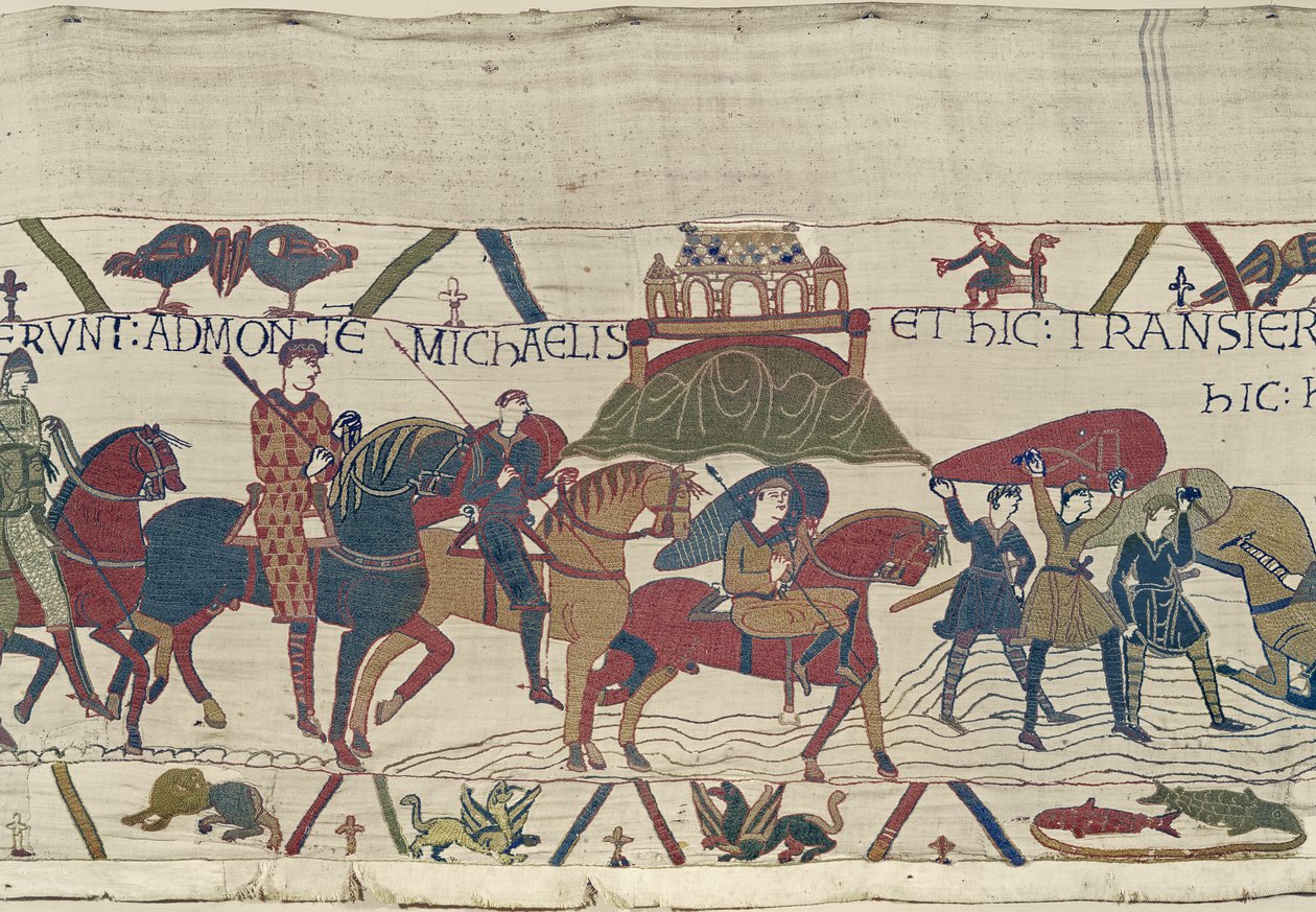 William vede svou armádu do Bretaně, kde uvíznou v pohyblivém písku, Bayeux Tapestry od Unbekannt Unbekannt