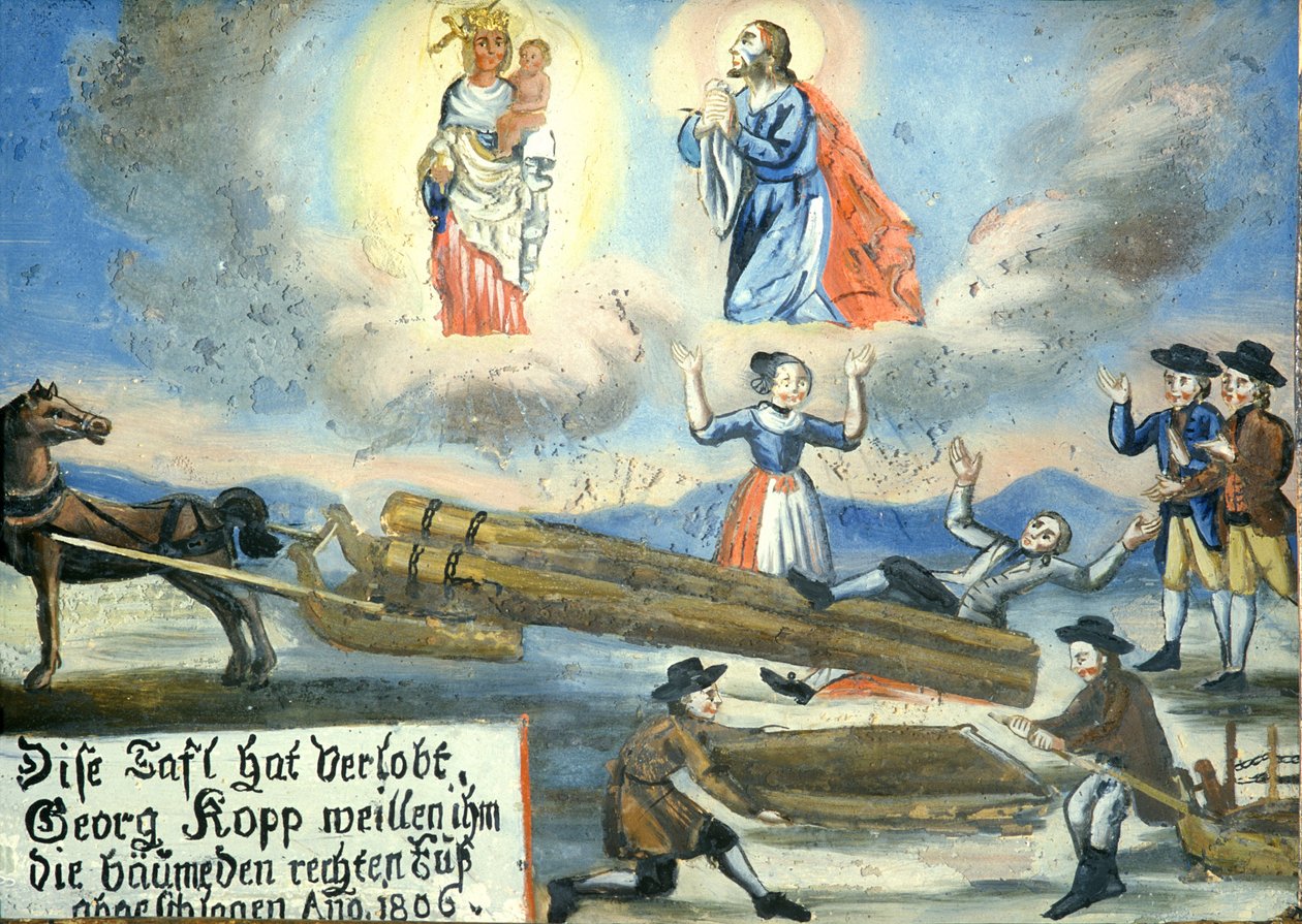 1806 votivní obraz, zranění, práce se dřevem, Neukirchen v Muzeu Svaté krve, Cham, Oberpfalz, Horní Falc, Bavorsko, Německo od Unbekannt