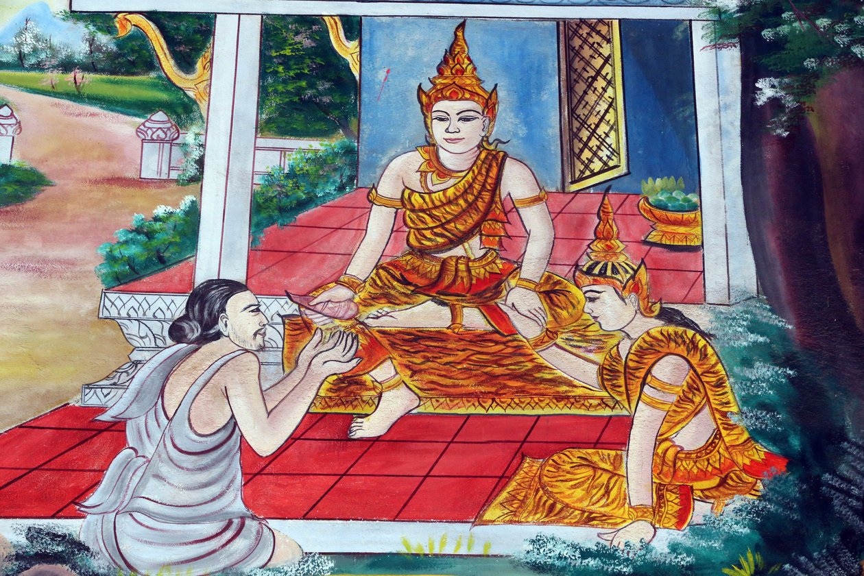 20151029, Vientiane, Laos: buddhistický chrám Wat Inpeng. Příběhy Jataka jsou vyprávění o předchozích životech Buddhy (to znamená, než se naposledy narodil, aby se stal Buddhou) od Unbekannt