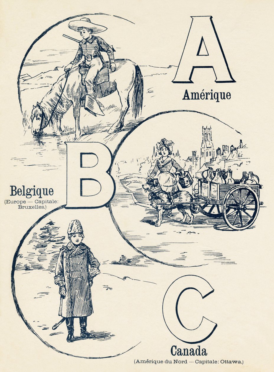 A B C: Amerika, Belgie, Kanada - ABC dvou světů. Emile Guerin, nakladatel, Paříž, kolem roku 1900. Rozměry: 27,5 x 21,5 cm od Unbekannt