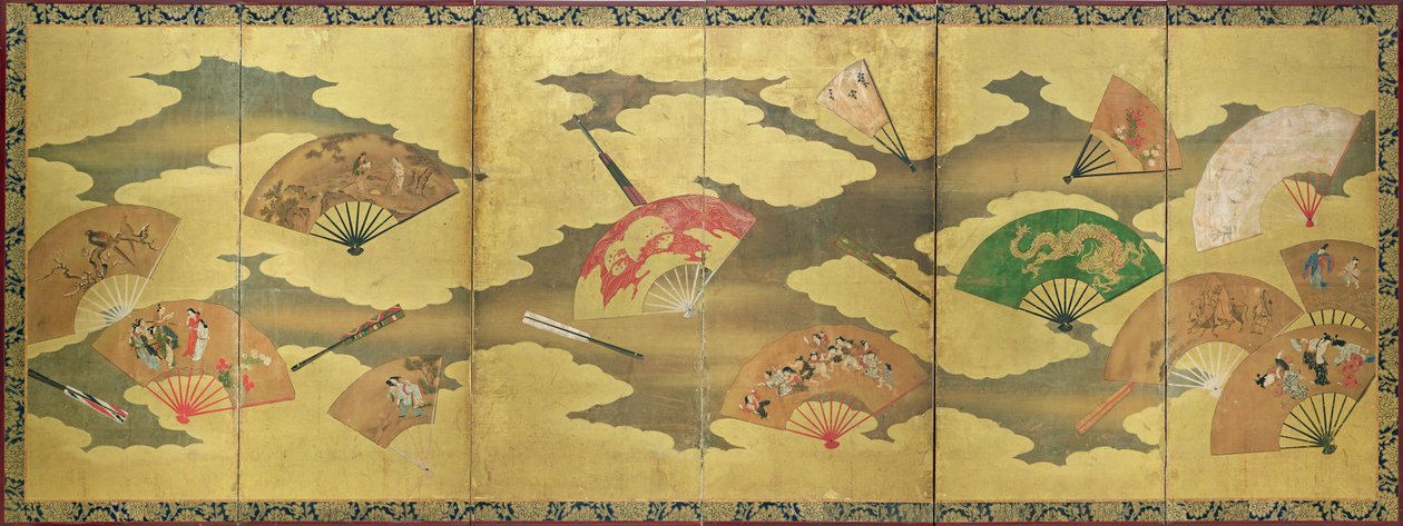 Dekorace otevřených a uzavřených vějířů, období Momoyama (1568-1615) od Unbekannt