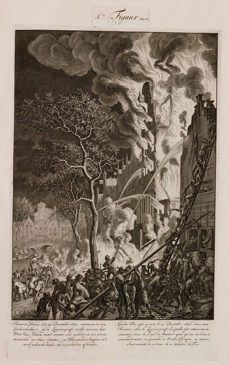 Požár v cukrovaru, Amsterdam, Holandsko, 29. prosince 1669 od Unbekannt