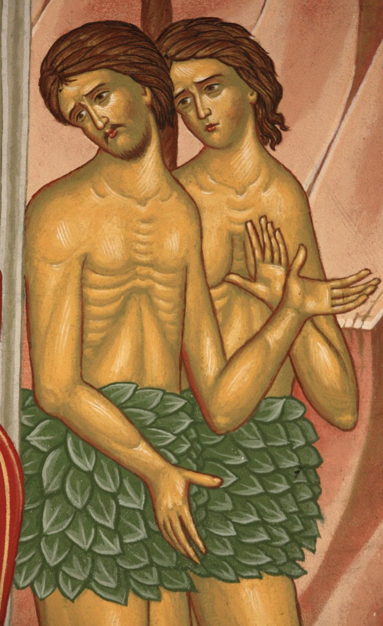 Adam a Eva. Ortodoxní kostel Saint-Antoine-le-Grand Saint-Laurent-en-Royans Francie od Unbekannt