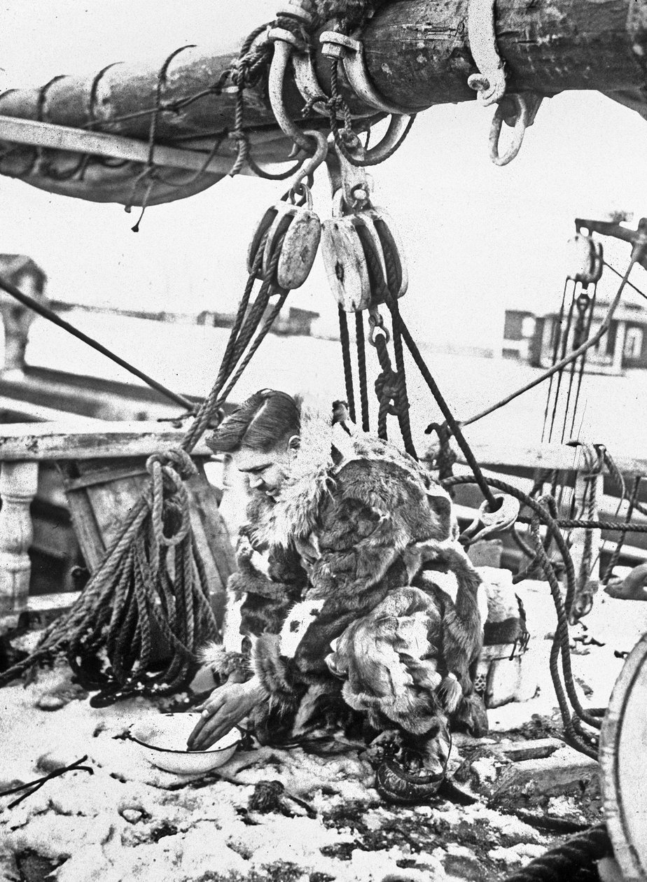 Admirál Robert Edwin Peary (1856-1920), americký průzkumník Arktidy (severní pól), zde na lodi "Roosevelt" 1909. od Unbekannter Künstler