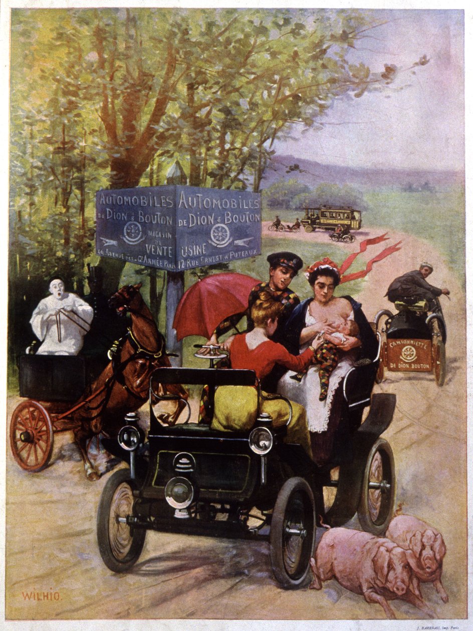 Reklama de Wilhio pro automobily Dion Bouton Francie konec 19. století od Unbekannter Künstler