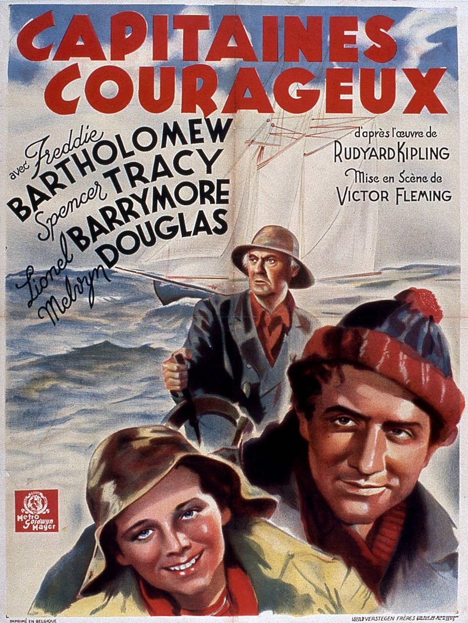 Plakát filmu Captains Courageous od Victora Fleminga s Freddiem Bartholomewem (dítě), Spencerem Tracym a Lionelem Douglasem 1937 (podle Rudyarda Kiplinga) od Unbekannt