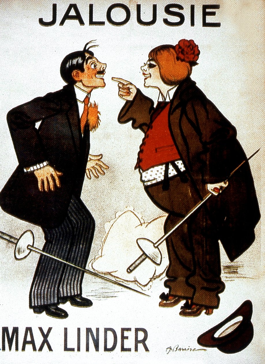 Filmový plakát Žárlivost (Max a žárlivý manžel) od MaxLindera s Maxem Linderem 1914 Němý film - Němý film od Unbekannt