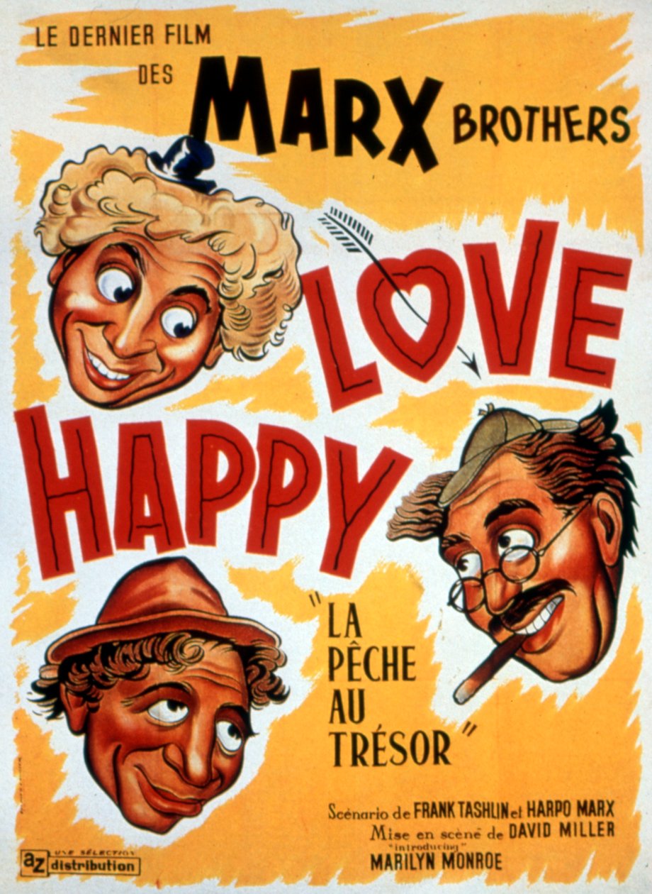 Plakát k filmu Treasure Fishing, LOVE HAPPY od DAVIDMILLERA s bratry Marxovými 1949 od Unbekannt