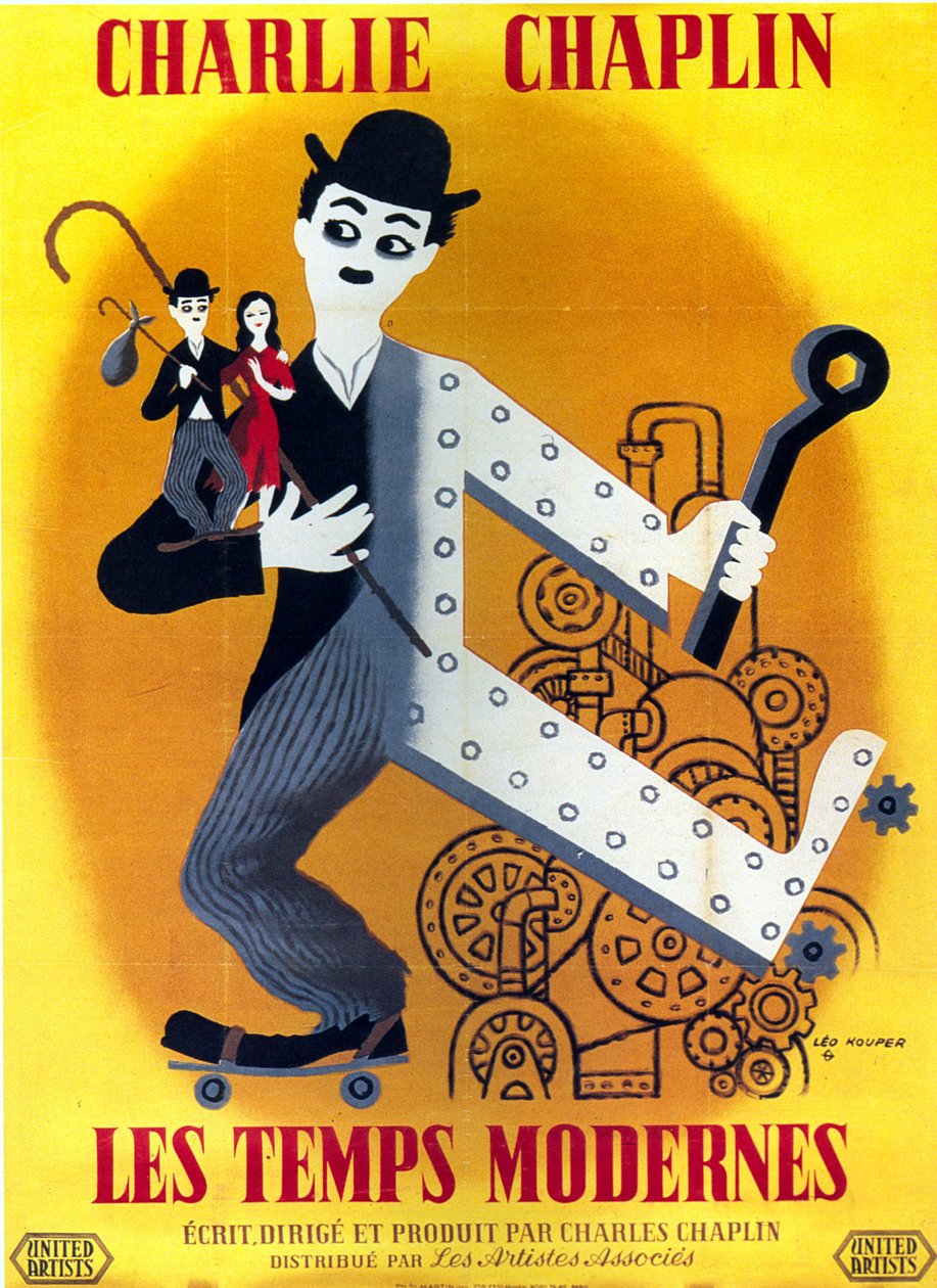 Filmový plakát Charlie Chaplin Modern Times s Charliem Chaplinem v hlavní roli 1936 od Unbekannt