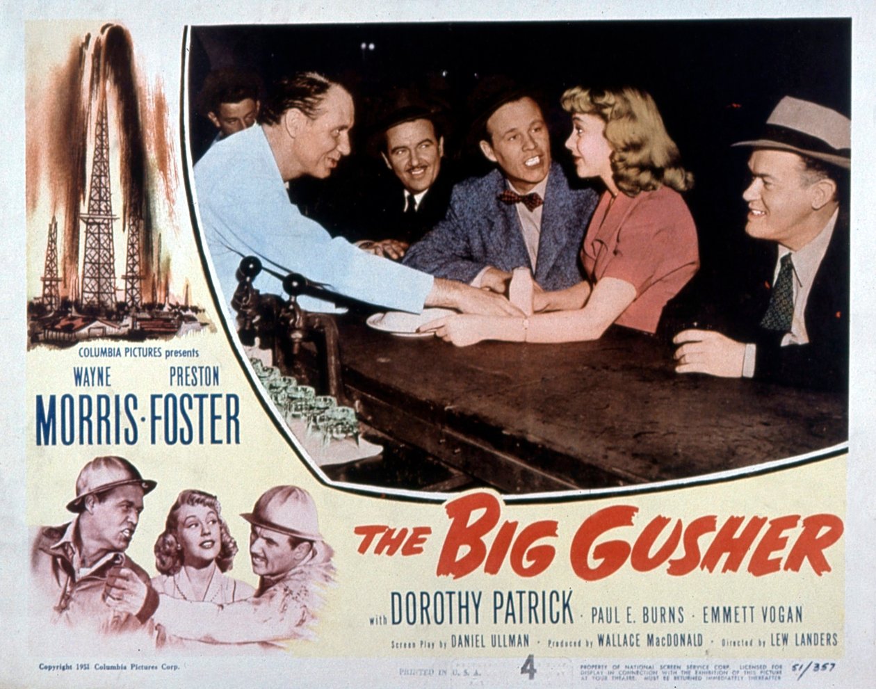Plakát k filmu The big Gusher od LewLanderse s Waynem Morrisem a Prestonem Fosterem 1951 od Unbekannt