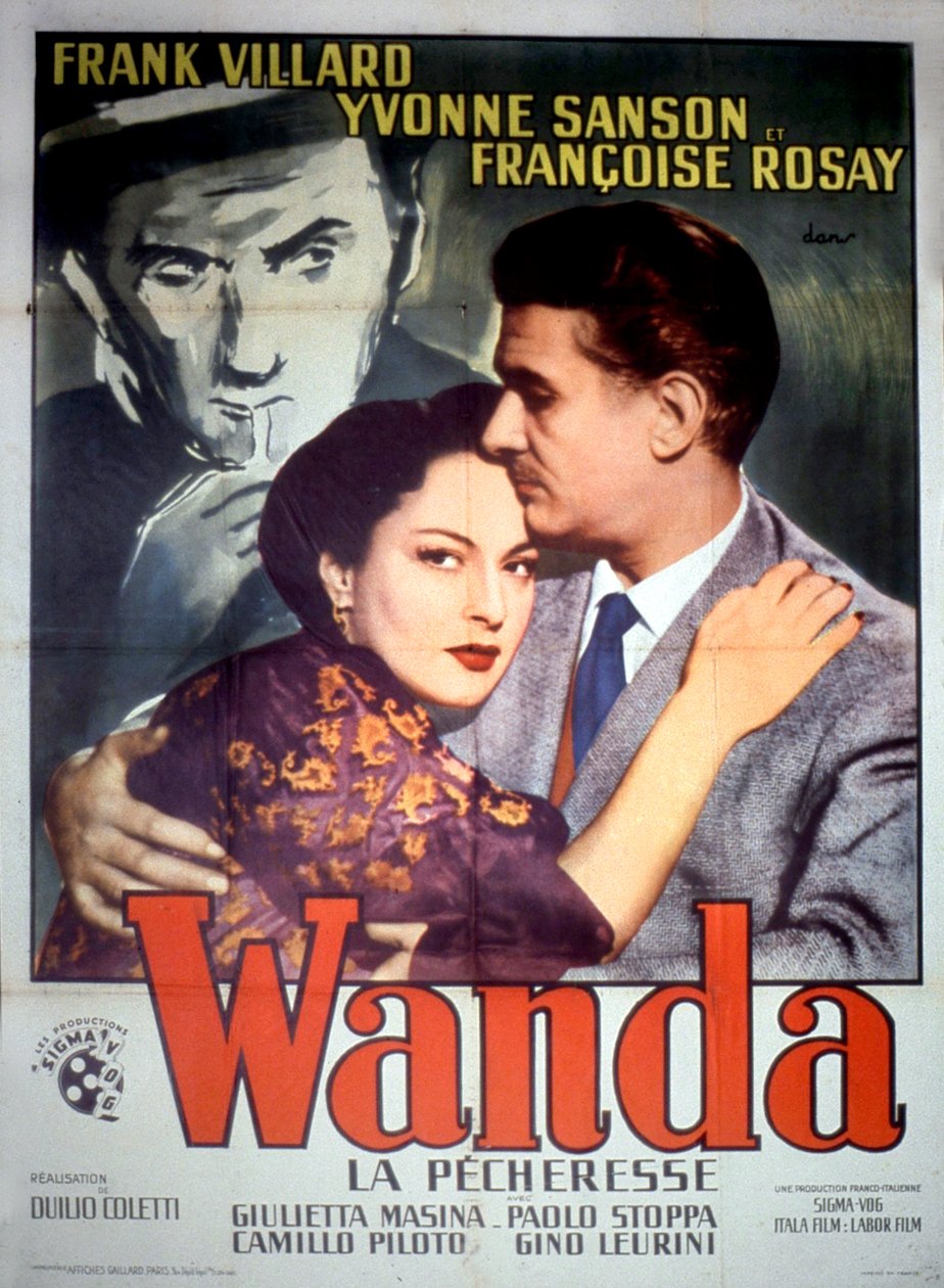 Plakát k filmu Wanda la pecheresse od DuilioColettiho s Frankem Villardem Yvonne Sanson a Francoise Rosay 1952 od Unbekannt