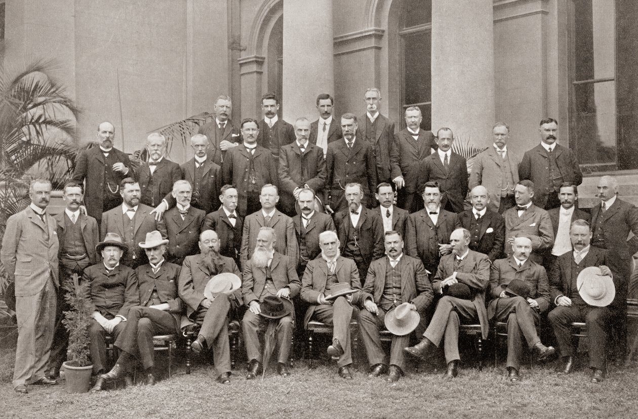 afričtí koloniální členové Konventu užší unie z roku 1908, kteří dosáhli podmínek, jež vedly k přijetí zákona o Jižní Africe britským parlamentem v roce 1909. od Josef Eberz