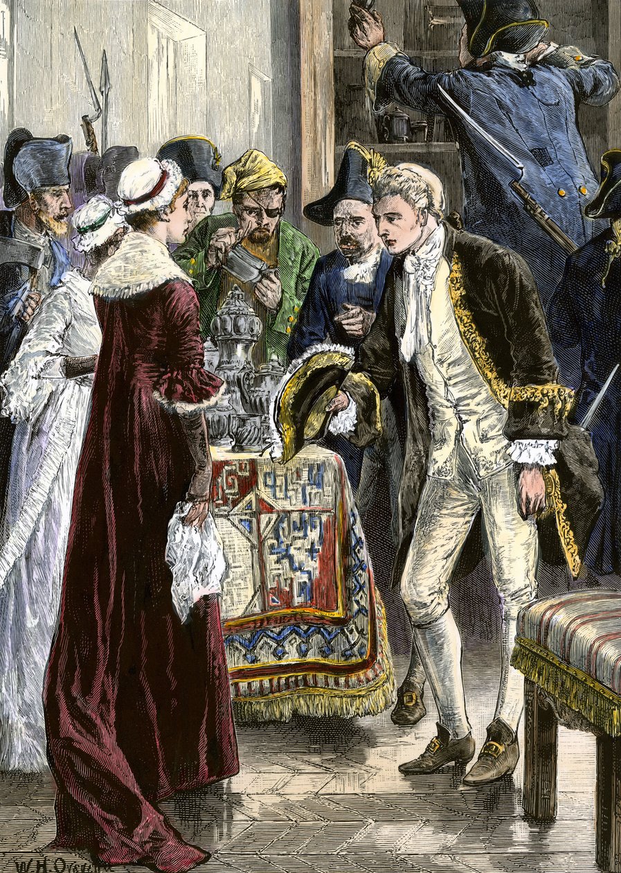 Americké námořnictvo: John Paul Jones (1747-1792) hrdina americké války za nezávislost a posádka lodi Ranger přepadli hrad hraběte ze Selkirku ve Spojených státech. od Unbekannter Künstler