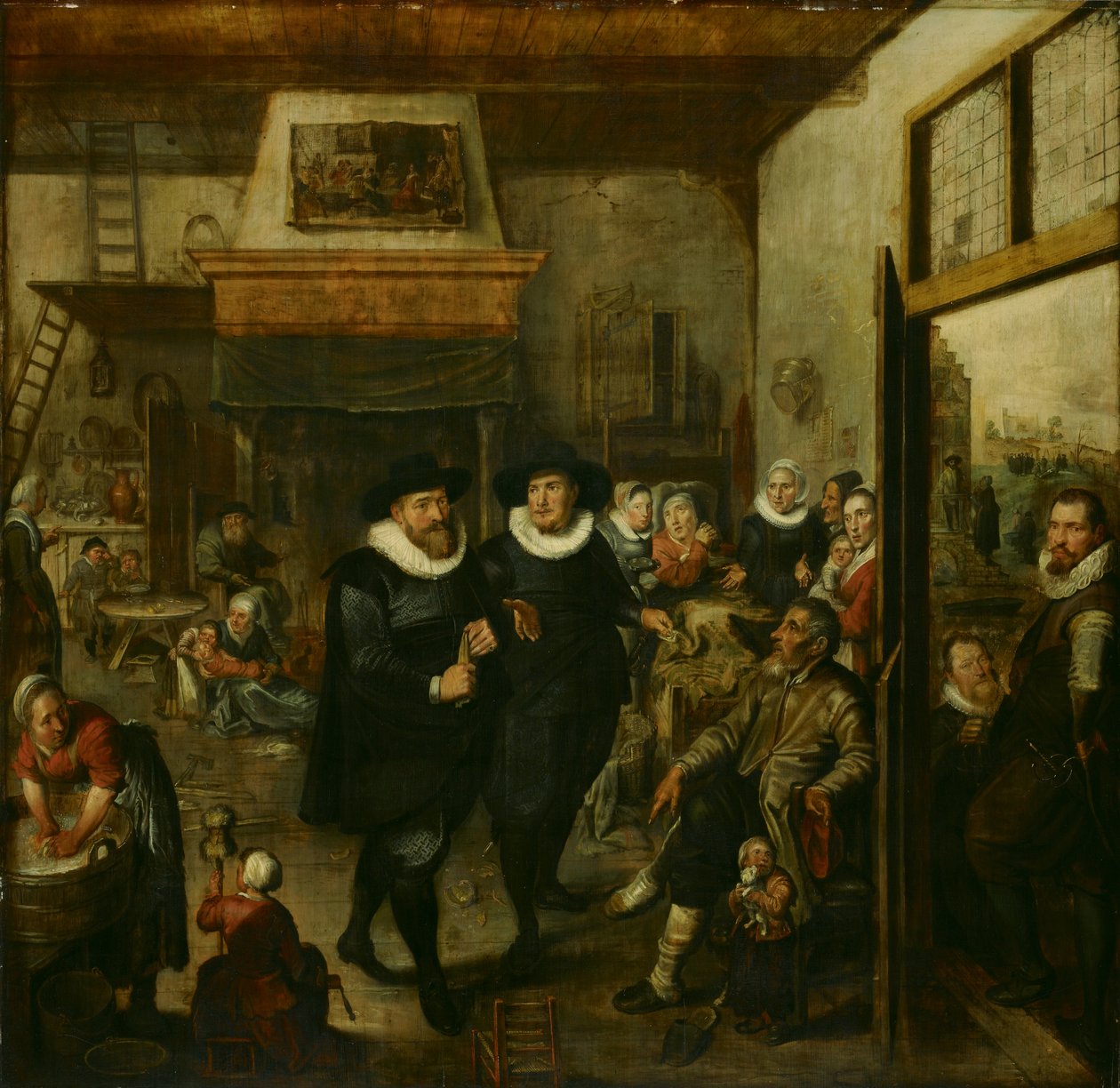Almoner a policejní seržant navštěvují chudou rodinu, 1625-1630 od Unbekannt