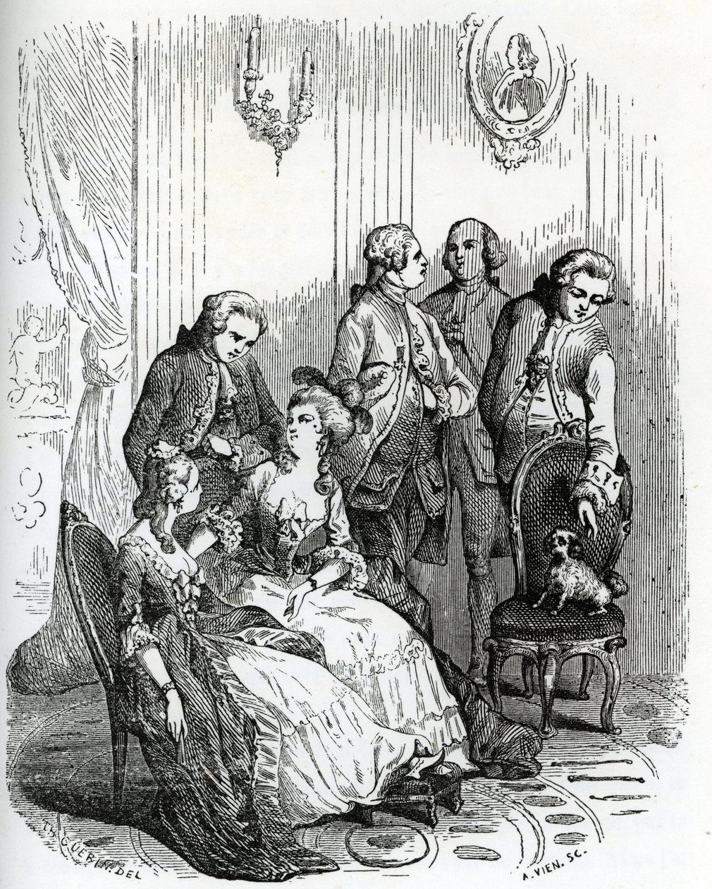 Večer na zámku Vaux-le-Vicomte v době krále Ludvíka XV (1710-1774). 19. století (rytina z knihy "Mysteres des vieux chateaux de France" od Le Francois) od Unbekannter Künstler