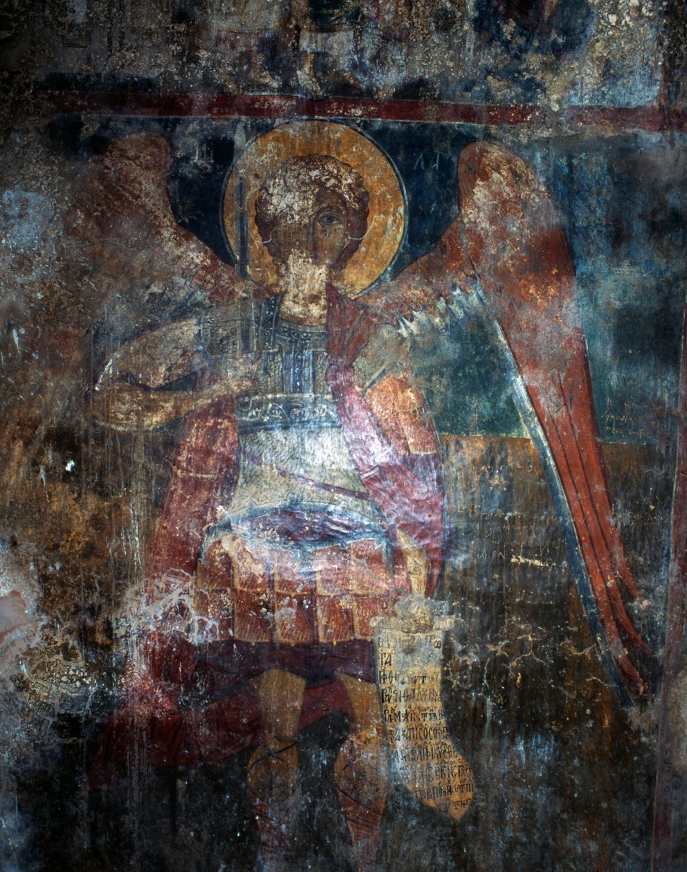 Anděl, freska v byzantském kostele Agios Constantinos a Agia Eleni, Voukolies, Kréta, Řecko (foto) od J.B. and Brown J. Rowbotham