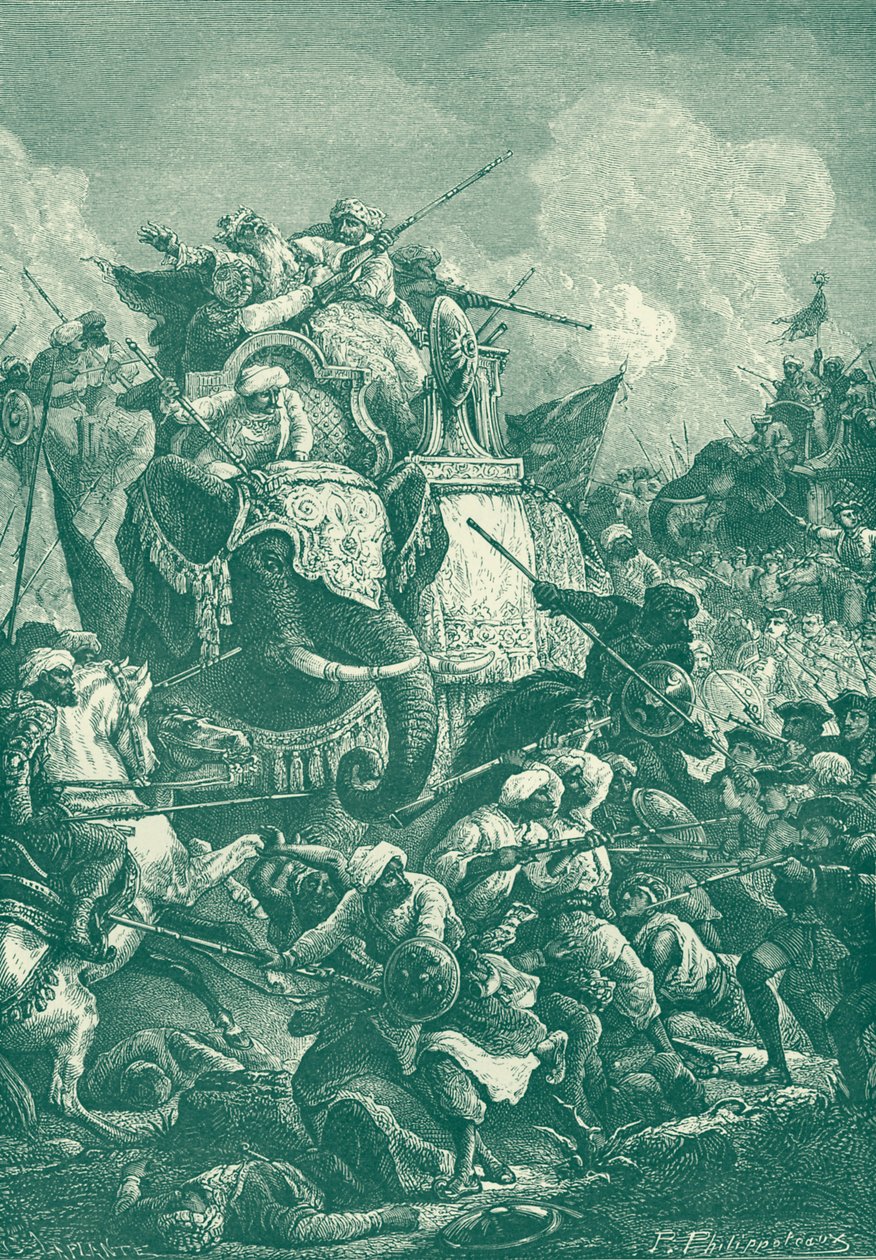 Anwaruddin Muhammed Khan v bitvě u Amburu od Unbekannter Künstler