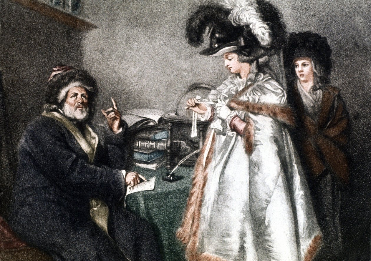 U astrologa, asi 1750-1800 (Rytina) od Unbekannter Künstler