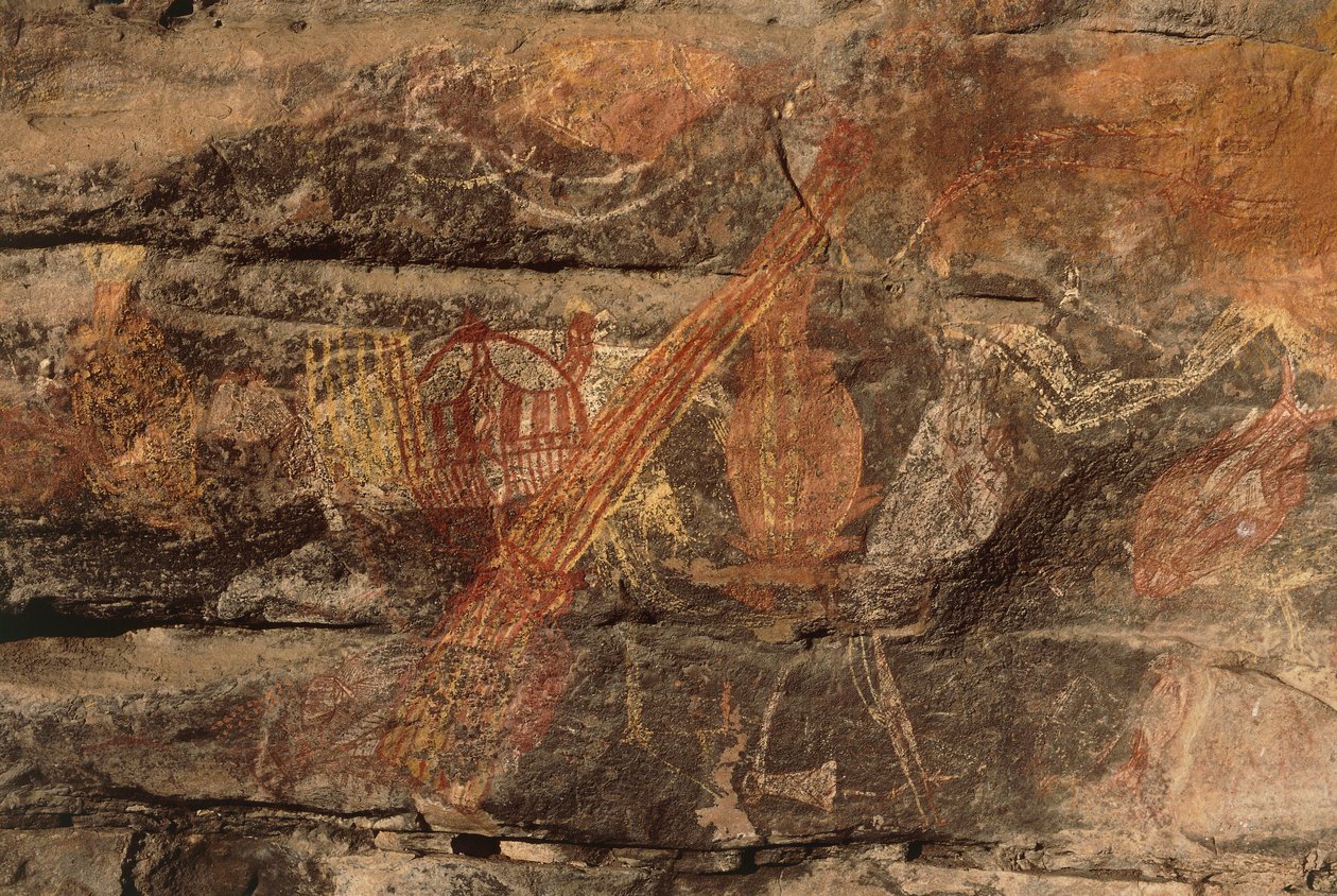 Austrálie, Severní teritorium, Arnhem Land, národní park Kakadu, Obiri Rock, domorodé skalní malby od Benjamin Baud