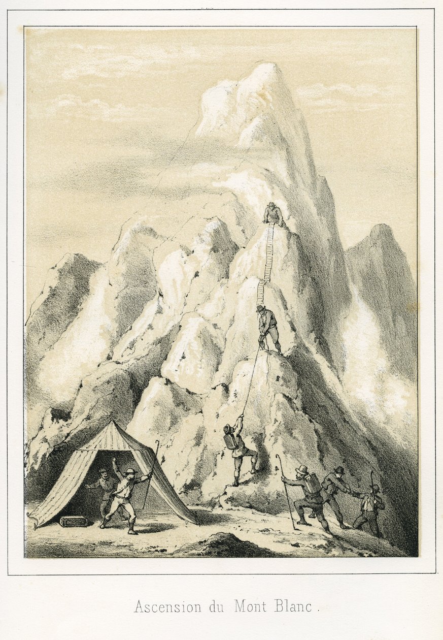 Lavina na Mont Blanc, která měla za následek smrt tří průvodců. Rytina „“ Ciel Terre et Mer“ od R. Delasalle, cca 1860 od Unbekannt