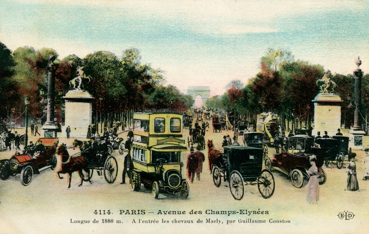 Avenue des Champs - Elysées, Paříž, kolem roku 1900 od Unbekannter Künstler