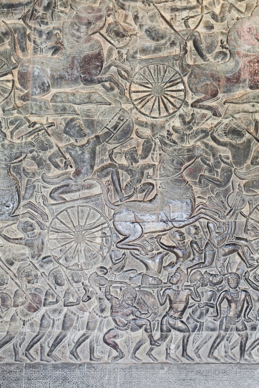 Basreliéfy na severní galerii Angkor wat, Kambodža od Unbekannter Künstler