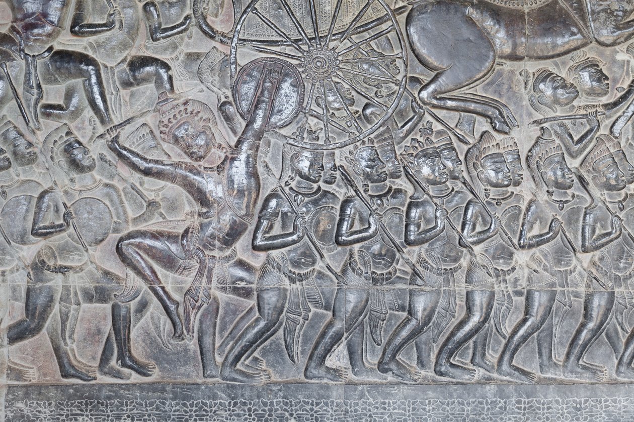 Basreliéfy na severní galerii Angkor wat, Kambodža od Unbekannter Künstler