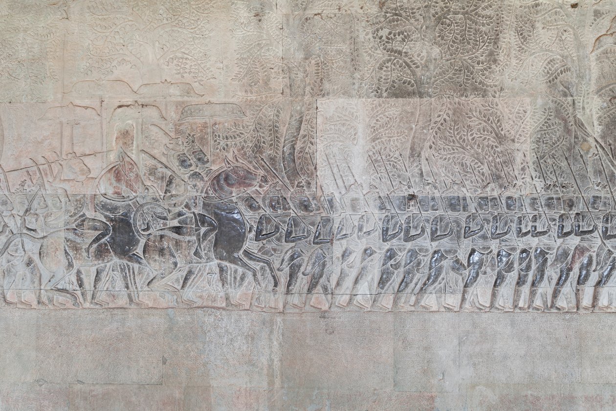 Basreliéfy na jižní galerii Angkor wat, Kambodža od Unbekannter Künstler