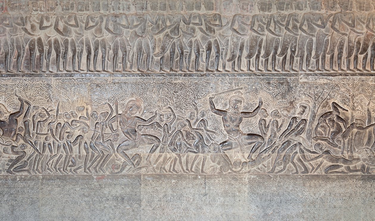 Basreliéfy na jižní galerii Angkor wat, Kambodža od Unbekannter Künstler