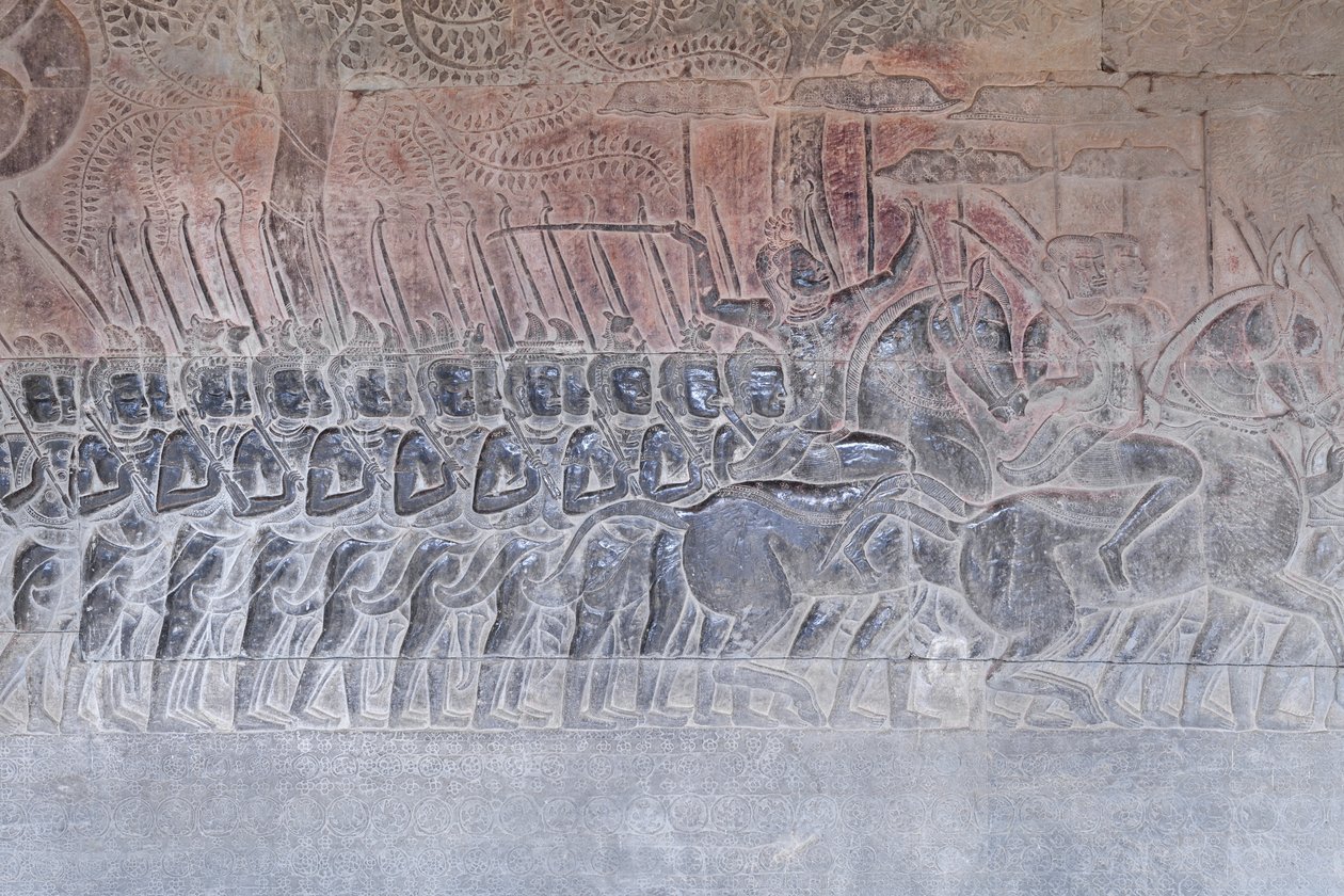 Basreliéfy na jižní galerii Angkor wat, Kambodža od Unbekannter Künstler
