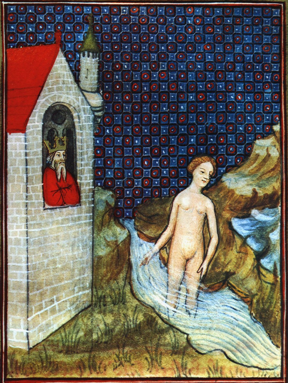 Batšeba podle miniatury Bible smyslů ze 14. století od Unbekannter Künstler