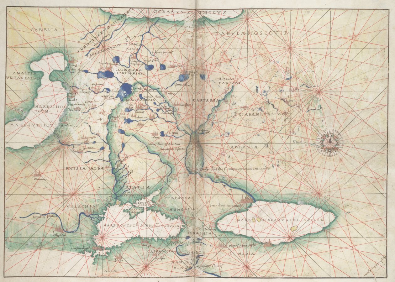 Battista Agnese, PORTOLÁNSKÝ ATLAS (Itálie cca 1550) 2 od Unbekannter Künstler