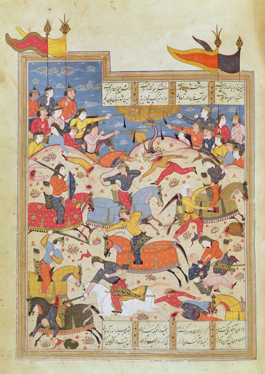 Bitevní scéna, ilustrace z "Shahnama" od Unbekannt