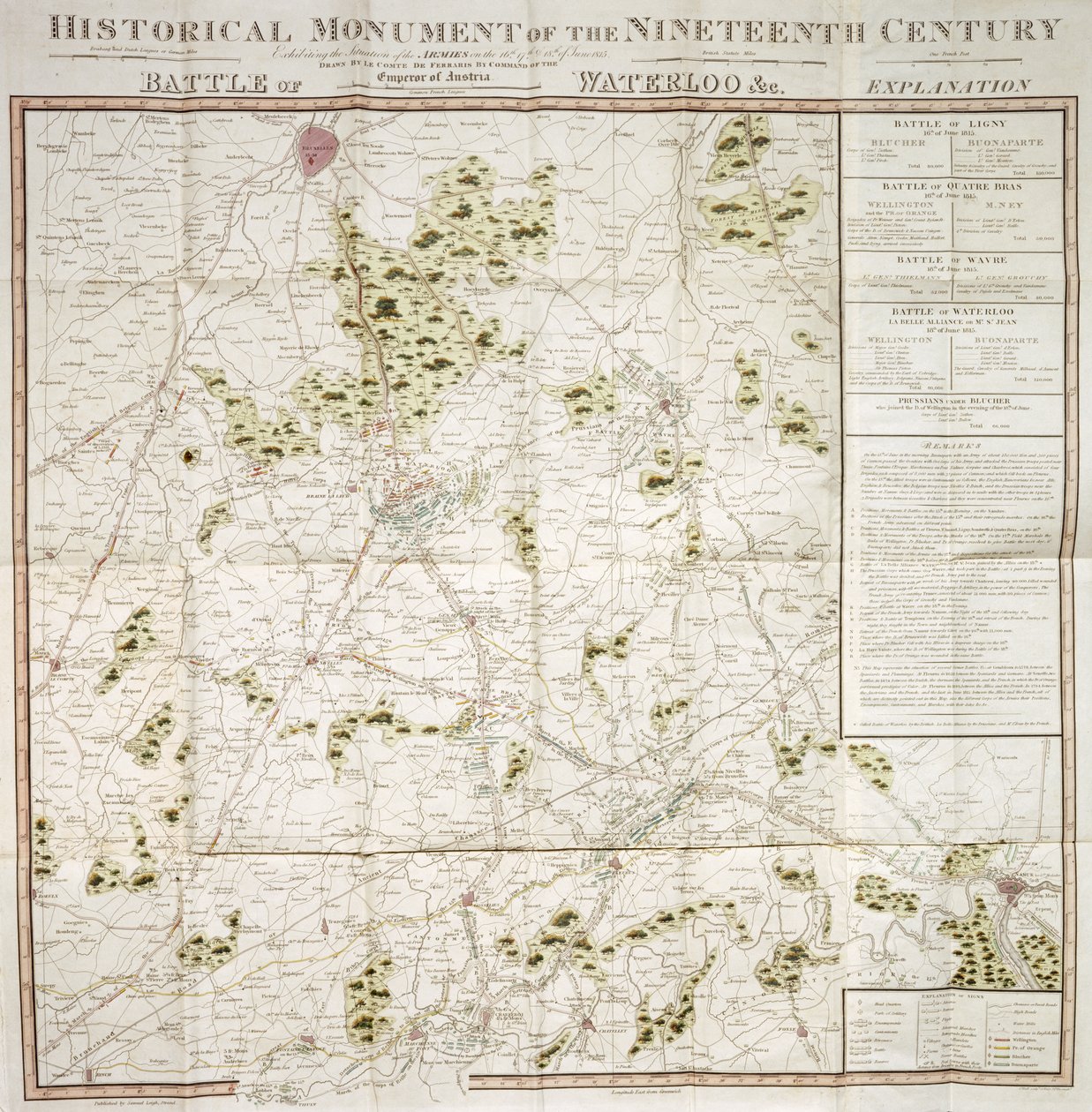 Mapa bitvy u Waterloo od Unbekannter Künstler
