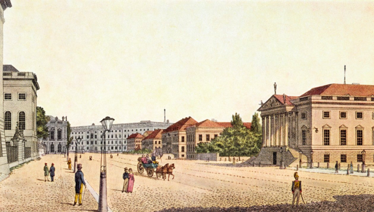 Berlín - bulvár "Unter den Linden" a Berlínská státní opera , konec 19./začátek 20. století (tisk) od Unbekannter Künstler