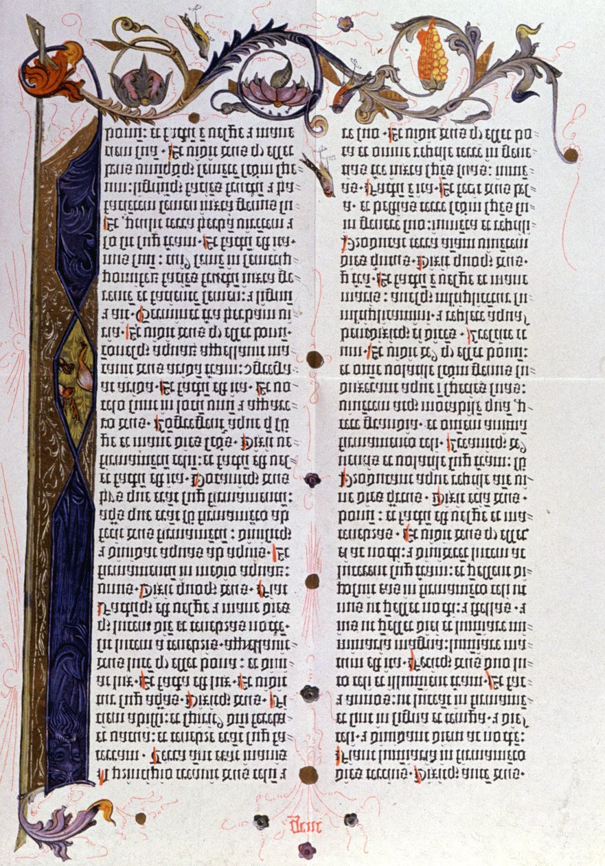 Bible strana 36 řádků z Gutenberg, Mainz od Unbekannter Künstler