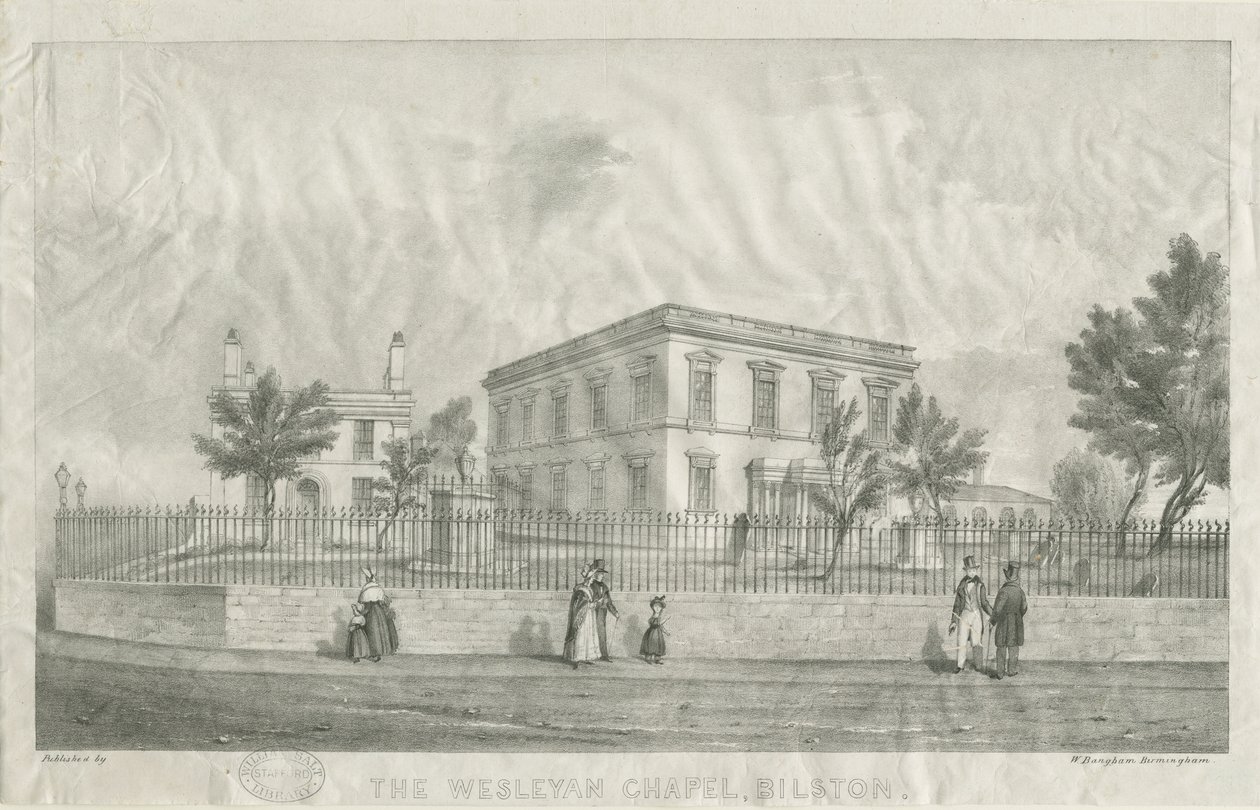 Bilston – Wesleyan Chapel: litografie, nd [40. léta 19. století] od Unbekannt