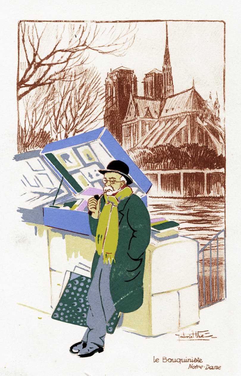 Prodavač knih ("Le Bouquiniste"), Paříž, kolem roku 1900 od Unbekannter Künstler