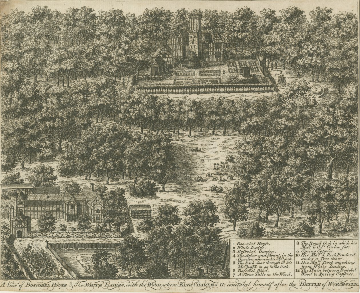 Boscobelův dům: rytina, nd [1769] od Unbekannt