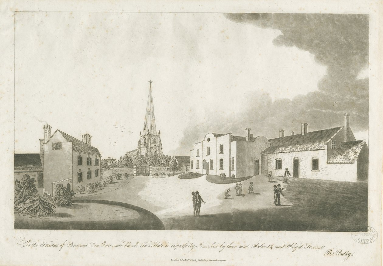 Brewood Grammar School: rytina akvatinty, 30. ledna 1799 od Unbekannt