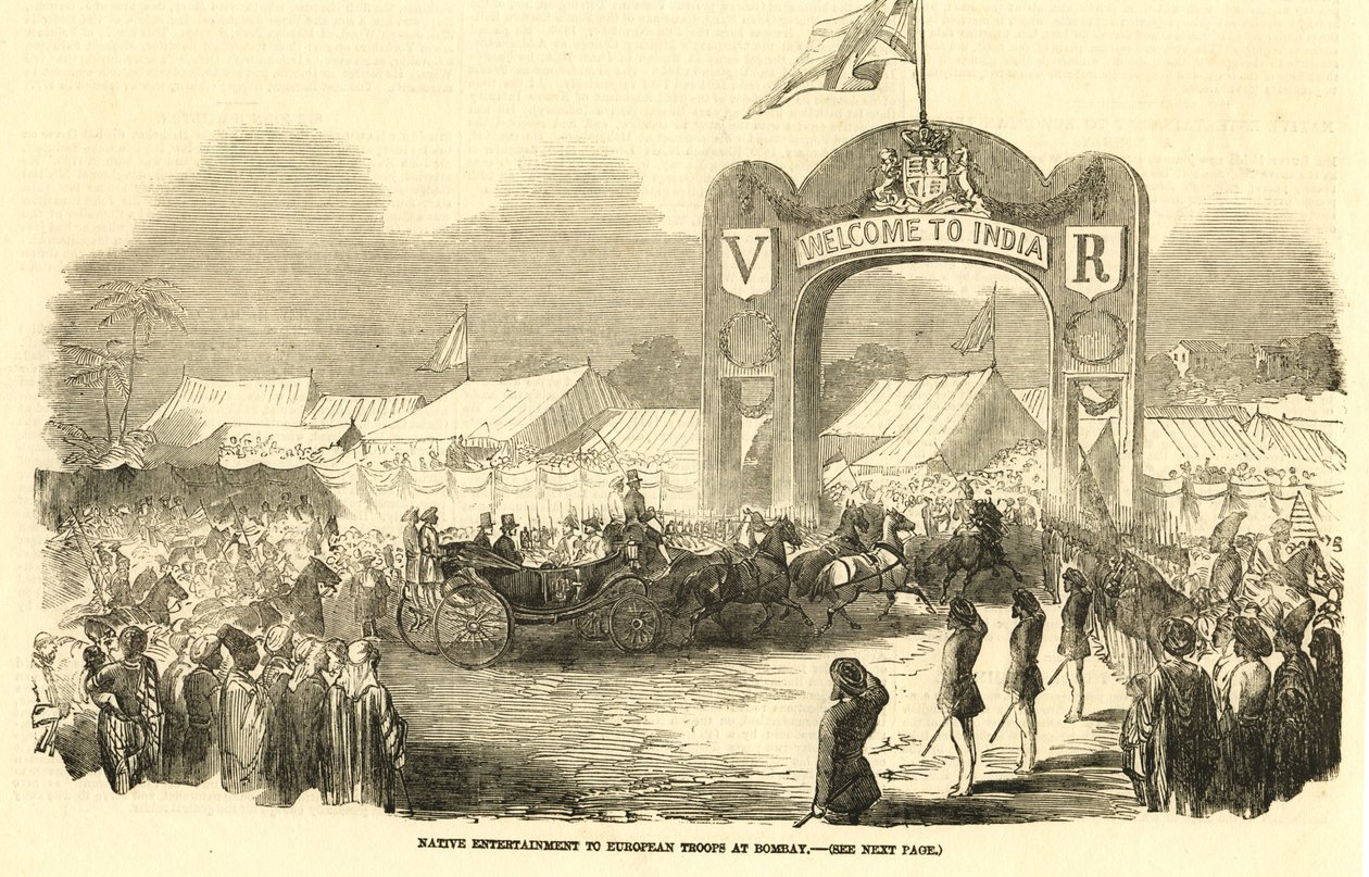 Britský koňský povoz v Bombaji, kolem roku 1800 (ilustrace) od Unbekannter Künstler