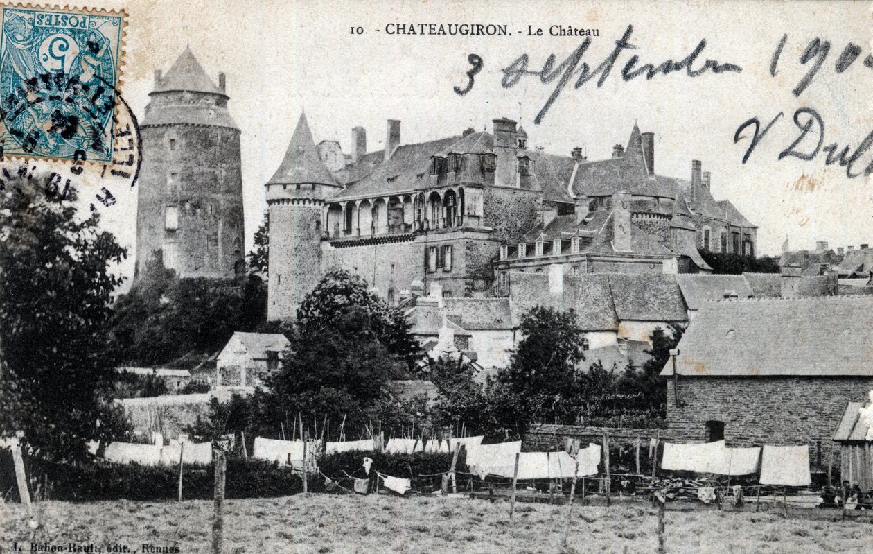 Bretaň, Ille et Vilaine (35), Chateaugiron: vnější pohled na hrad - Pohlednice z roku 1904 od Unbekannt